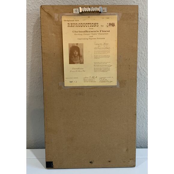 Vintage Christoffersens By SAGA Native American Girl And Boy Signed Art - Picture 6 of 11